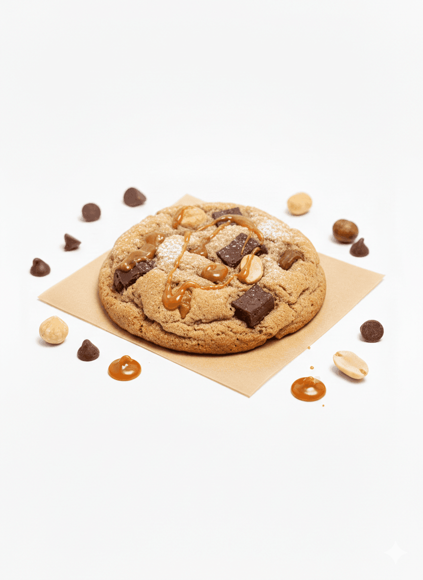 Cookie snicky caramel, cacahuète & chocolat au lait