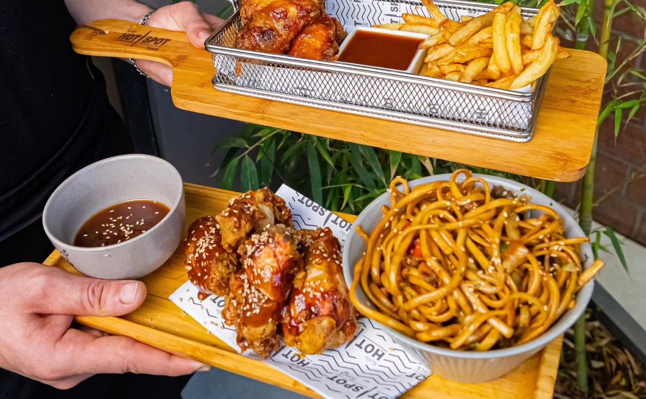 Korean Honey Soy Wings & Wok Noodles Bowl