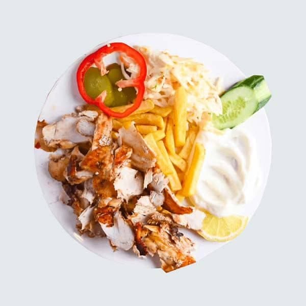 Plat chawarma poulet avec frites
